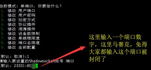 修改SSR端口输入端口 修改SSR端口输入端口