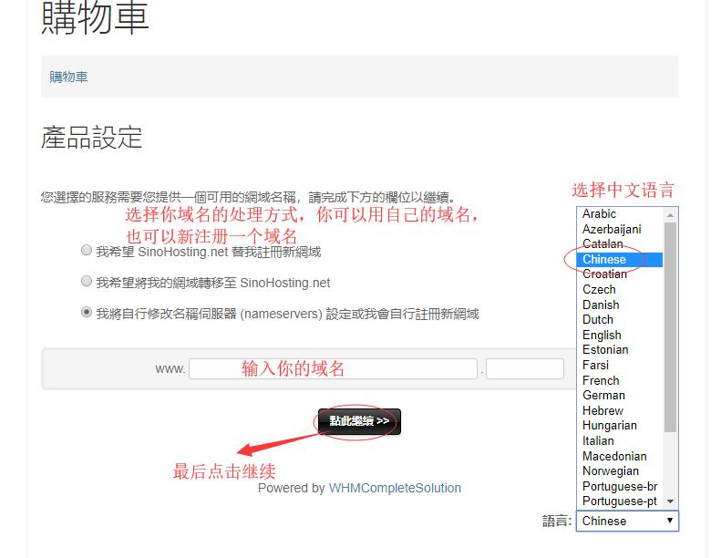 台湾虚拟主机SinoHosting新购购买教程 - 选择台湾虚拟主机的域名
