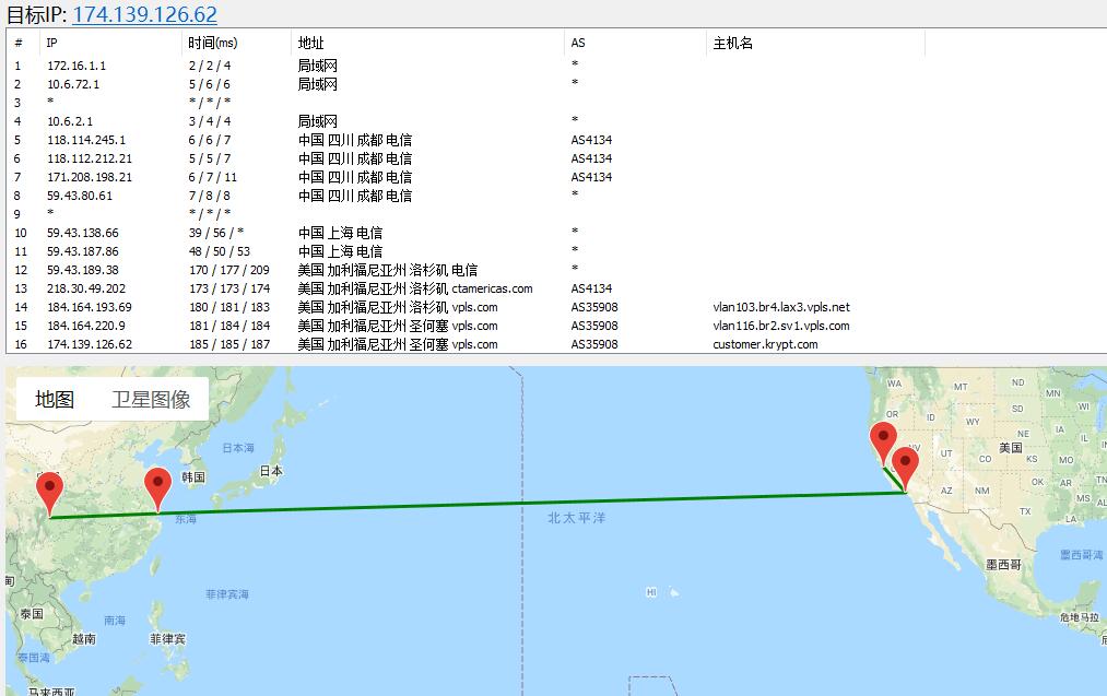 iON美国VPS圣何塞节点路由跟踪测试