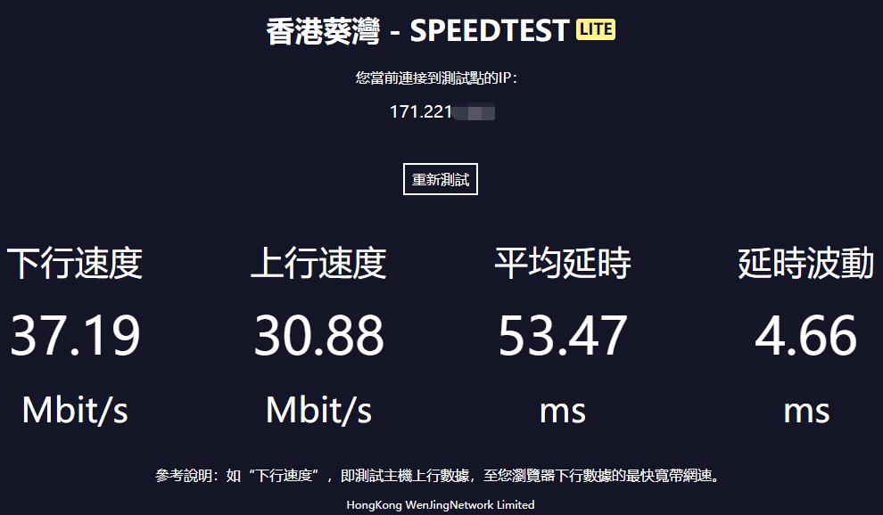 ZJI香港独立服务器速度测试