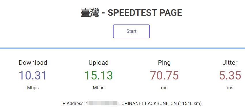 ZJI台湾服务器推荐 - 速度测试