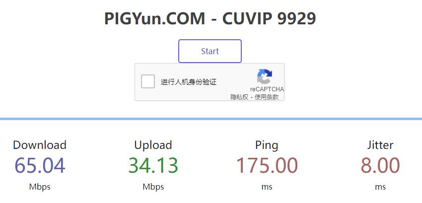 PIGYun美国VPS下载和上传速度测试