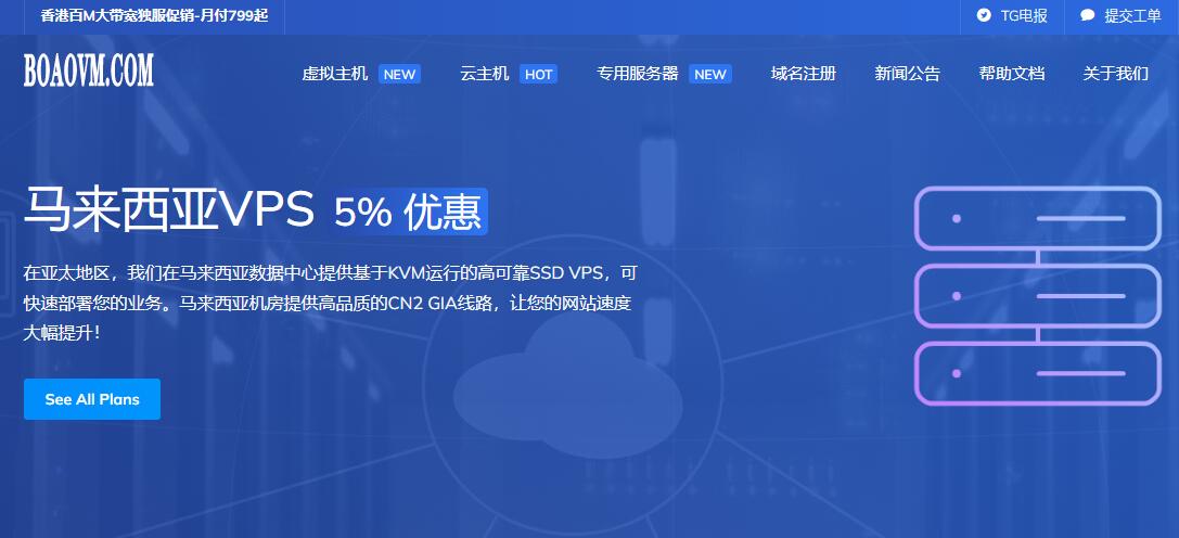 博鳌云：马来西亚VPS怎么样测评 - CN2线路无限流量