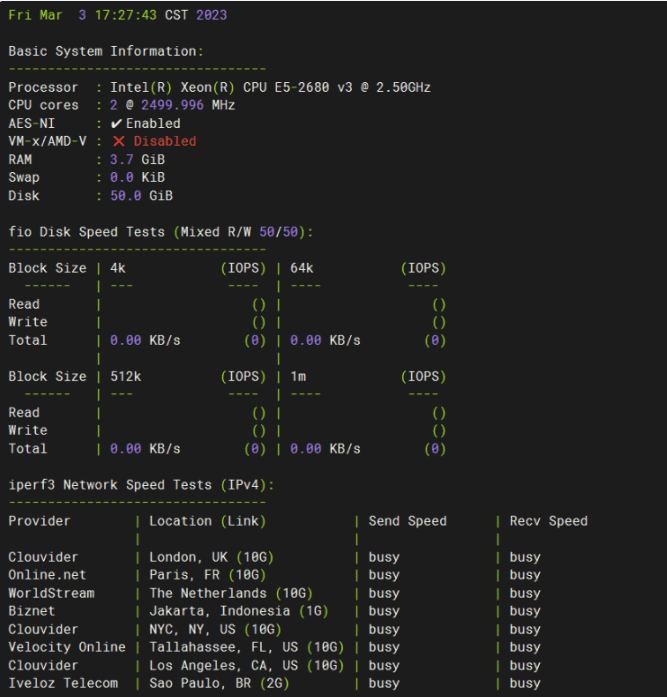 Jtti新加坡VPS测评 - IPERF3测试