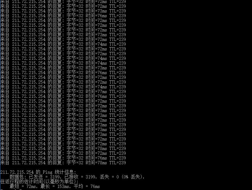 Serverfield中华电信台湾VPS测评 - 本地Ping延迟测试