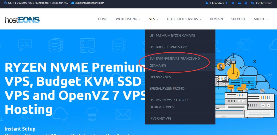 hostEONS法国VPS购买 - 首页入口
