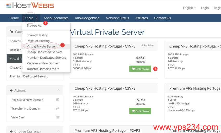 HostWebis葡萄牙VPS购买教程