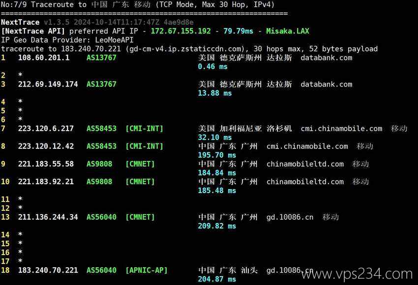 Database Mart美国独立服务器测评 - 移动回程路由