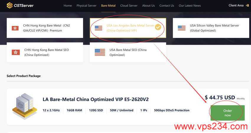 CSTserver美国裸金属服务器购买教程-套餐选择
