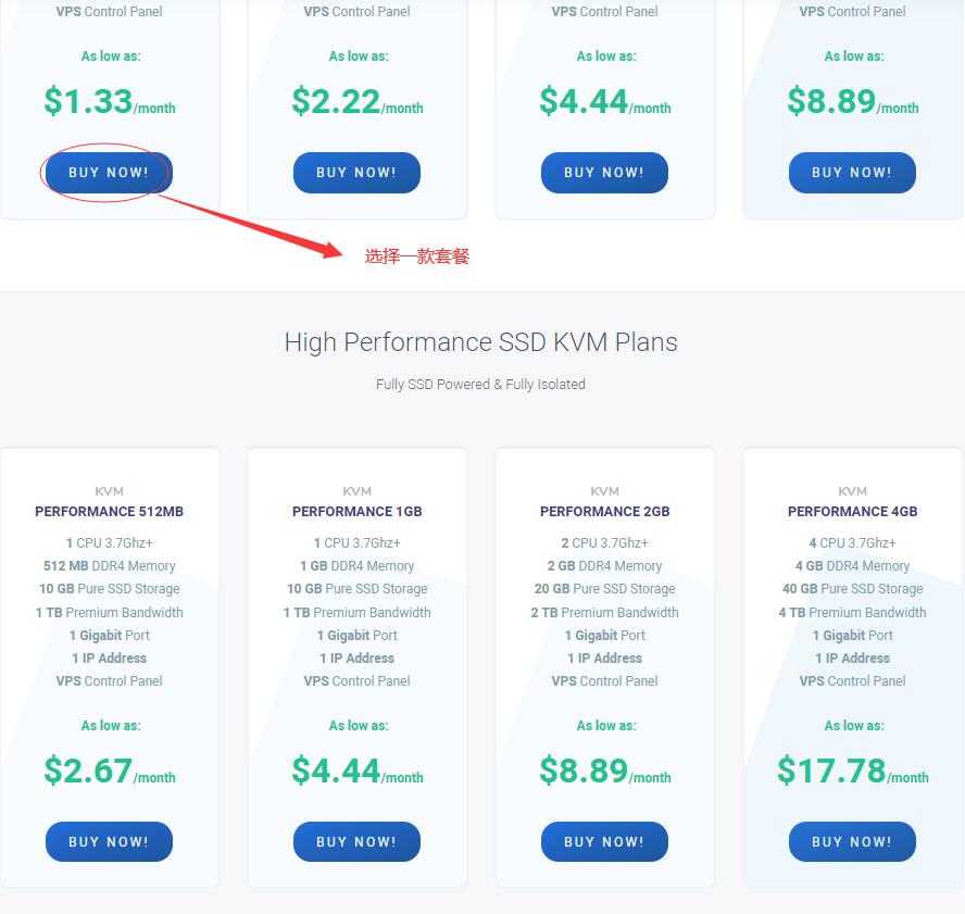 VPS-IN-USA 购买 - 套餐选择