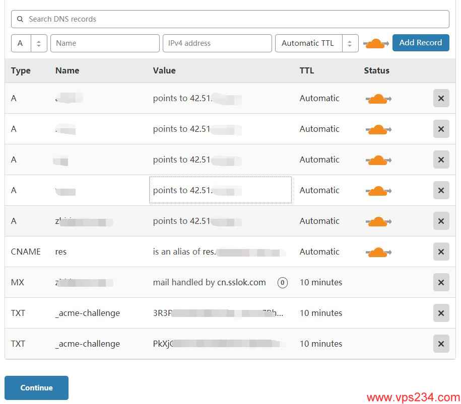 cloudflare 设置 - 自动扫描DNS解析