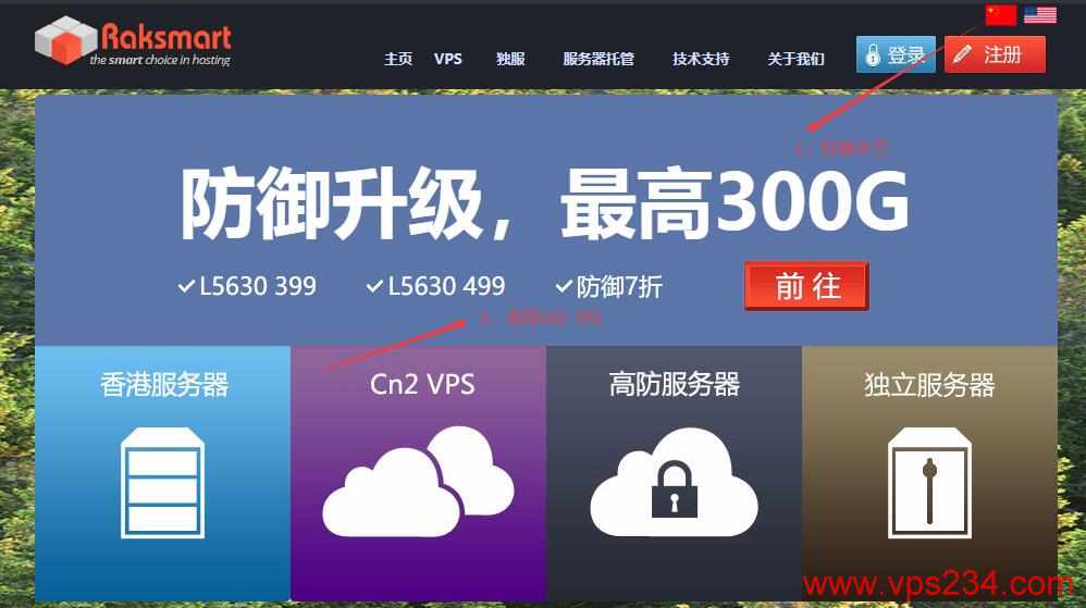 美国CN2 VPS RAKsmart 购买教程 - 首页选择切换界面