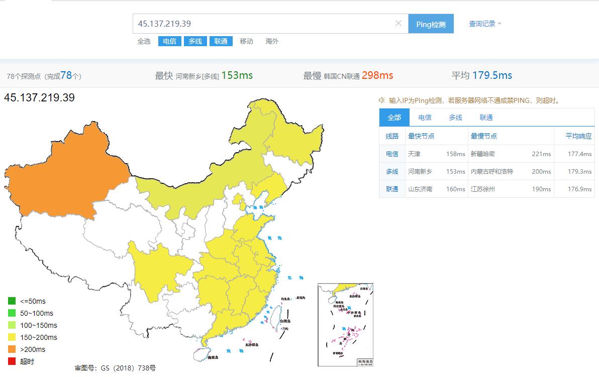 白丝云德国VPSPing的效果