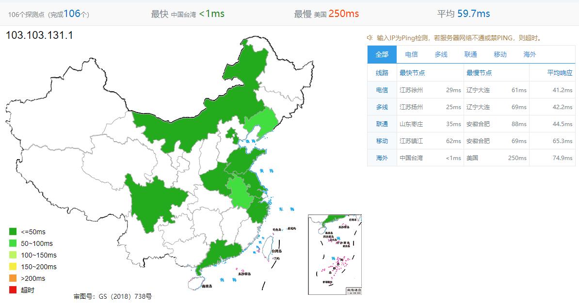 TaiwanWebHosting台湾虚拟主机Ping测试
