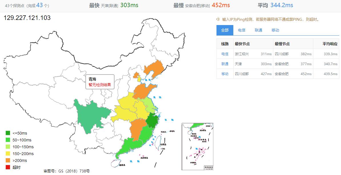 arkecx巴西VPS测评 - 全国三网Ping延迟测试