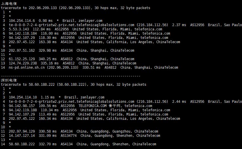 arkecx巴西VPS测评 - 电信回程路由