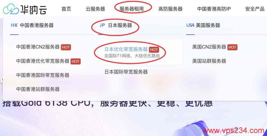 华纳云日本服务器购买教程-首页入口