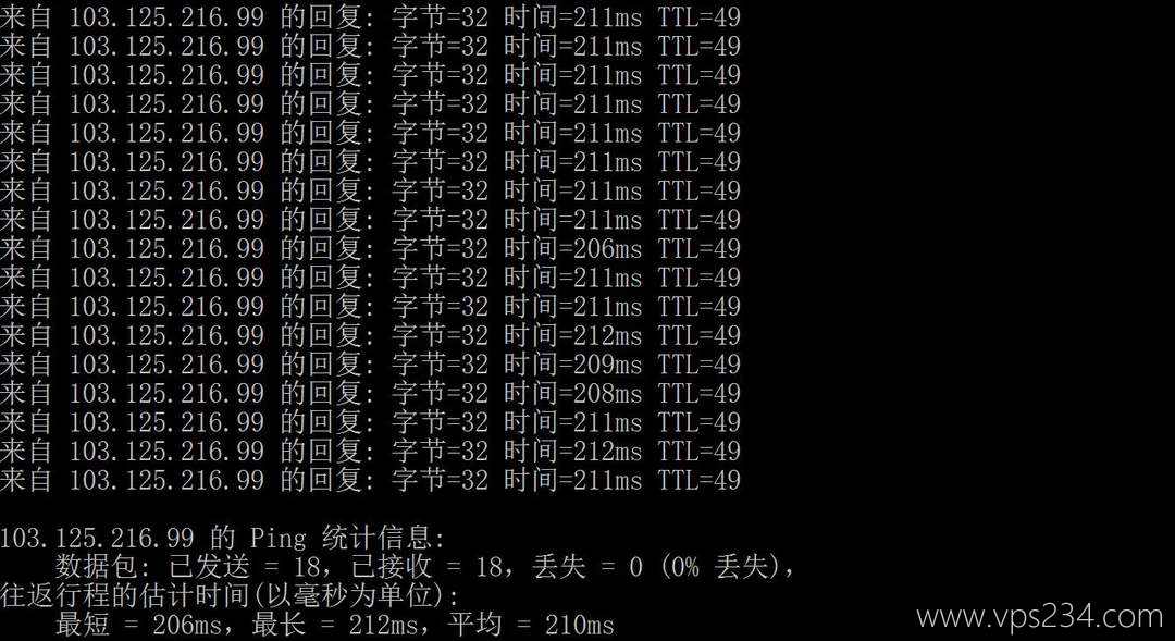 VPSServer日本VPS网络测试-本地Ping平均延迟
