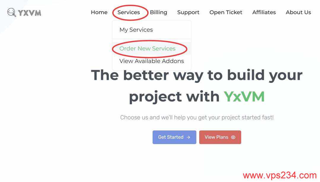 YXvM香港独立服务器购买教程-首页入口