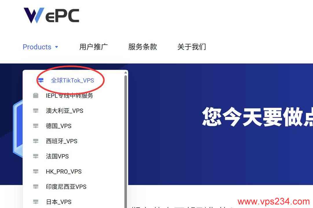 WePC中东VPS购买教程-首页入口