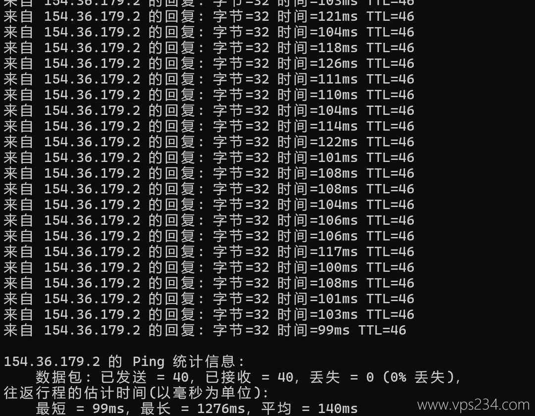 速维云日本VPS网络测试-本地Ping平均延迟