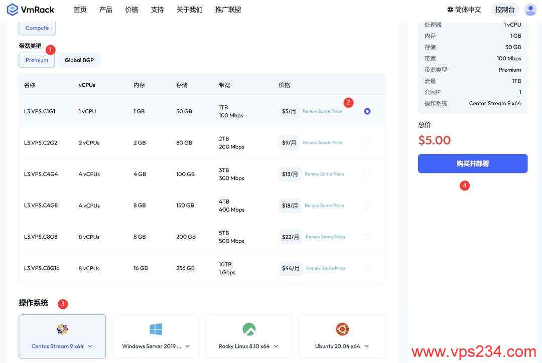 EasyLink美国VPS购买教程-配置选择
