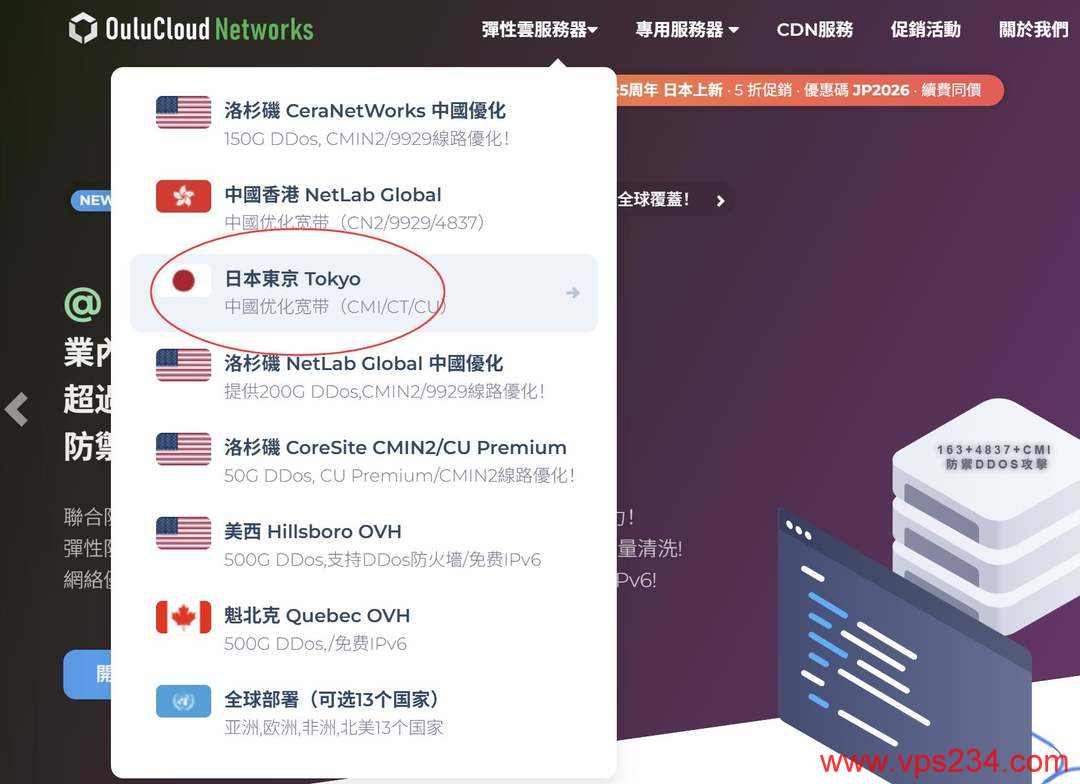 欧路云日本VPS购买教程-首页入口