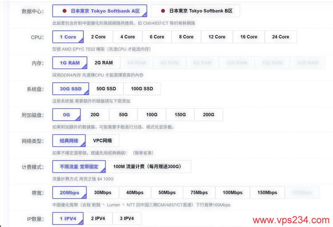 欧路云日本VPS购买教程-配置选择