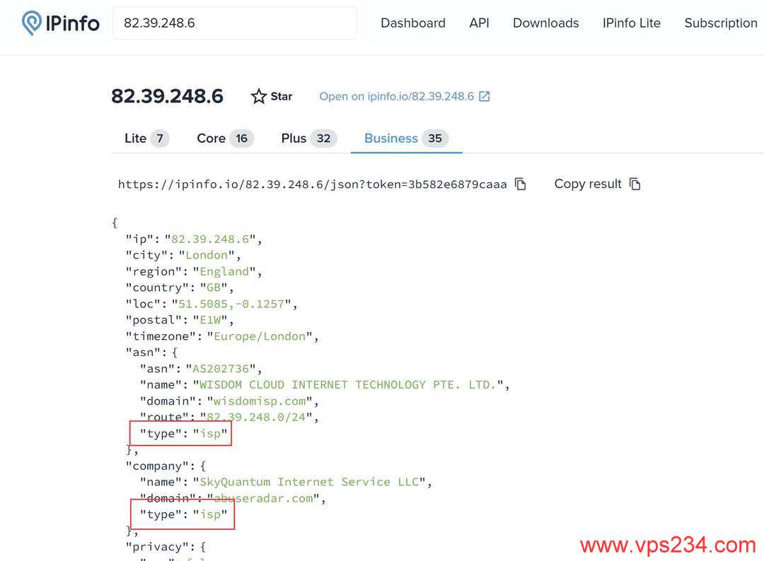 荫云英国家宽VPS网络测试-ISP类型IP