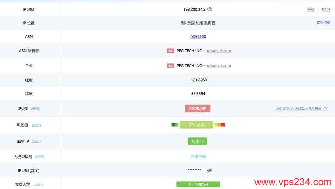 31IDC美国站群服务器网络测试-IP属性
