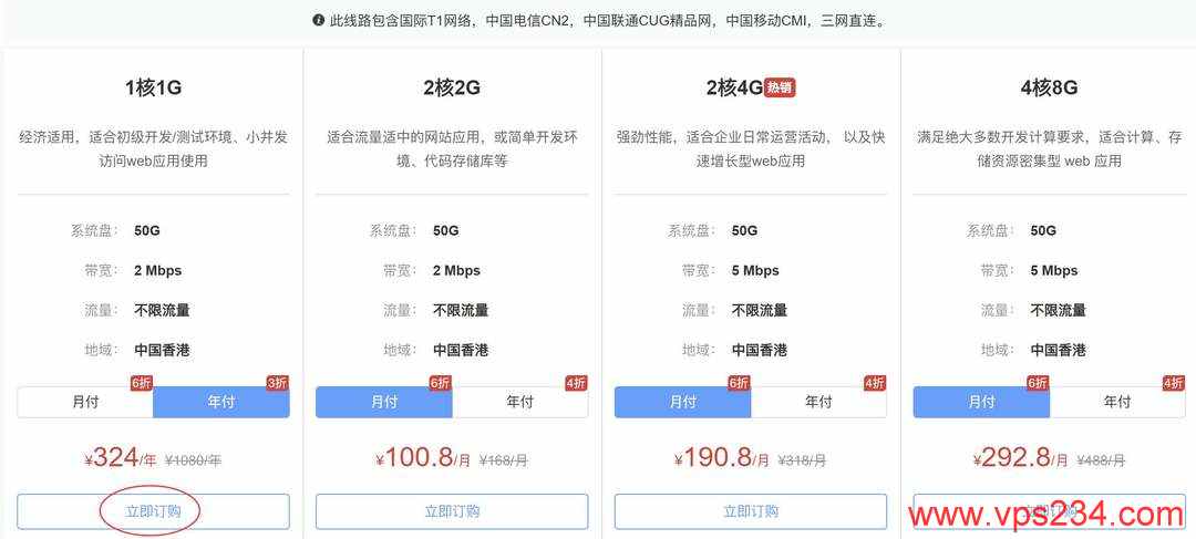 华纳云香港VPS购买教程-套餐选择