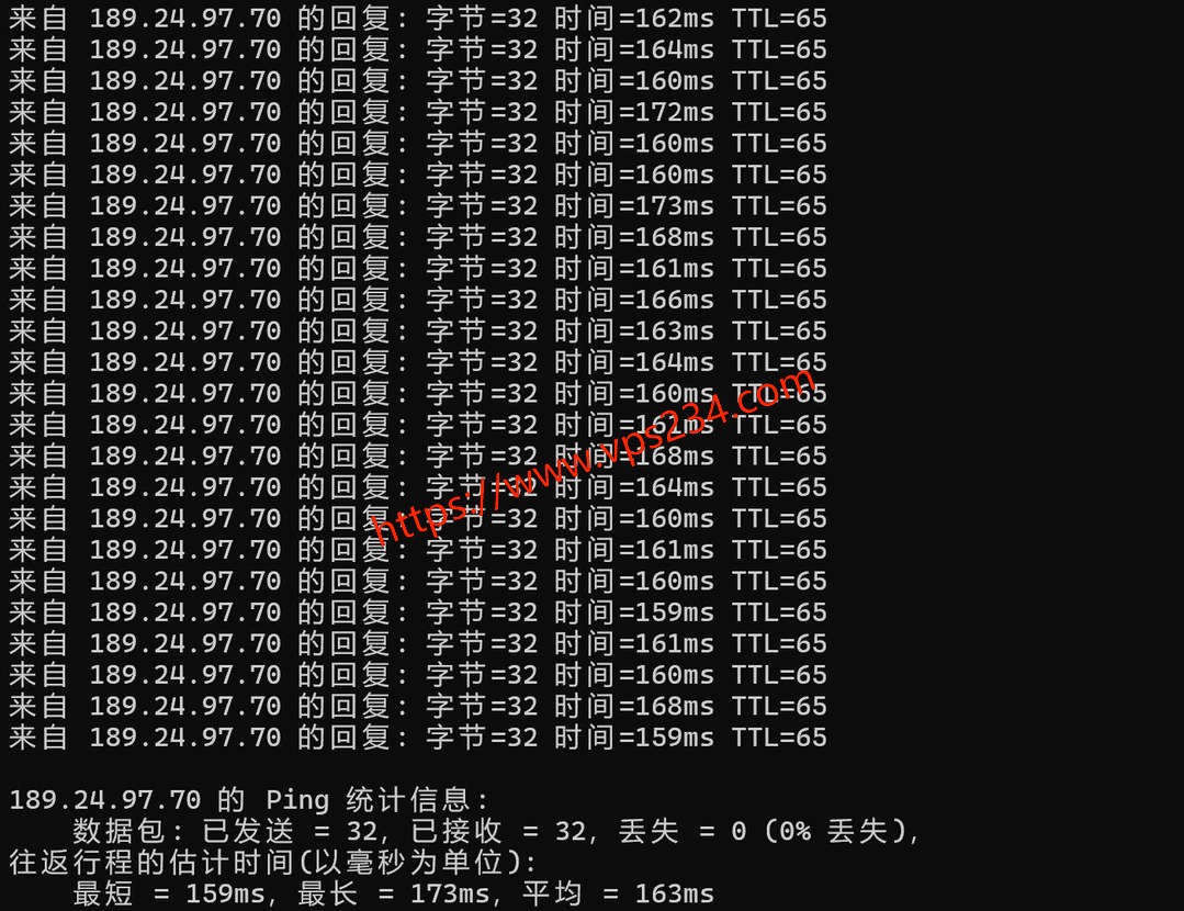 雨云德国VPS网络测试-本地Ping平均延迟