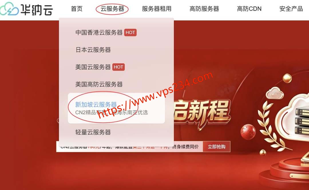 华纳云新加坡云服务器购买教程-选择产品