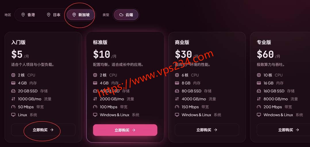 HHost新加坡VPS购买教程-套餐选择