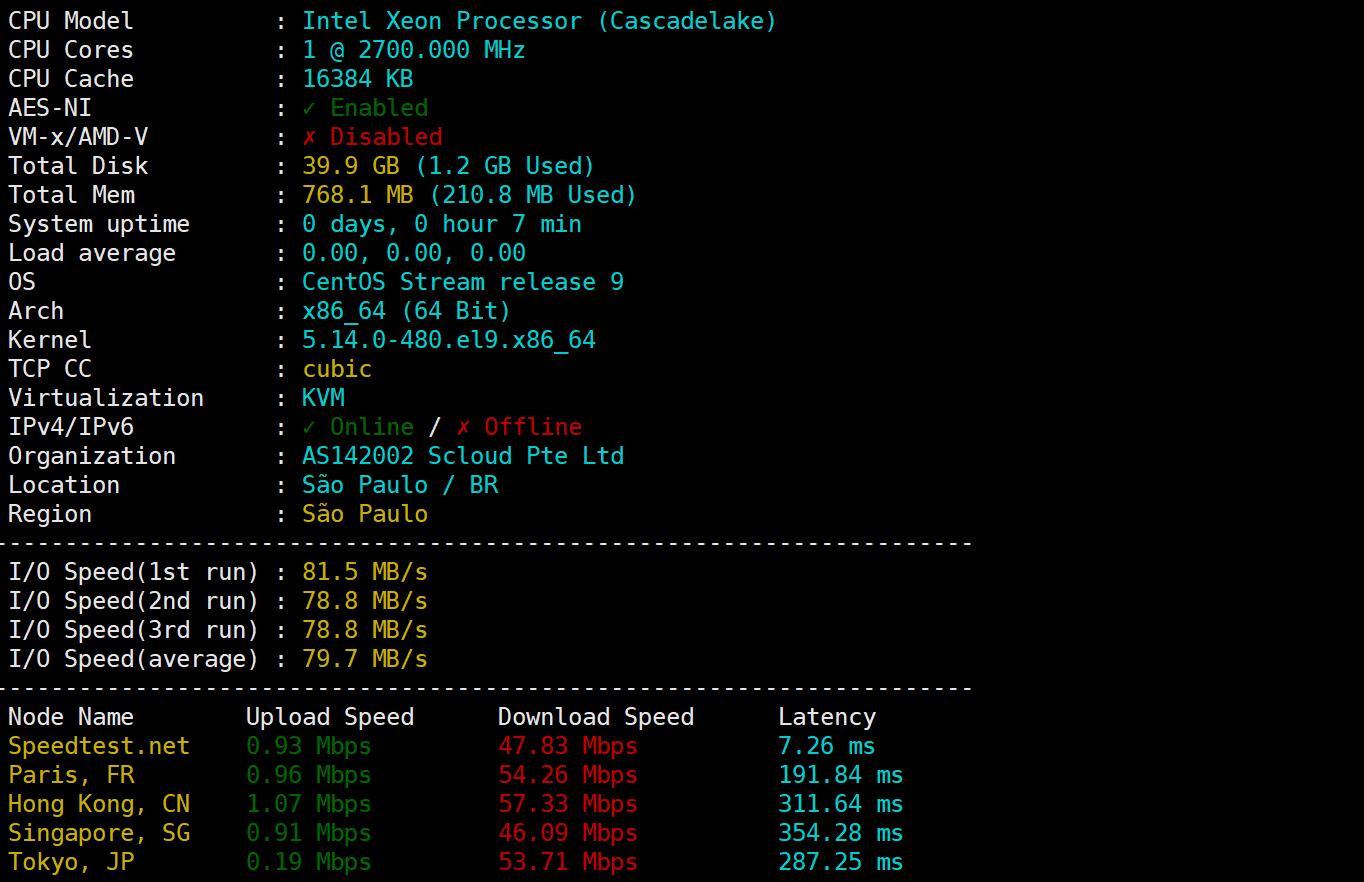 SurferCloud巴西VPS网络测试-性能和速度