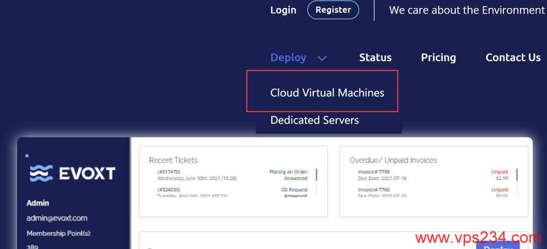 Evoxt加拿大VPS购买教程-产品入口