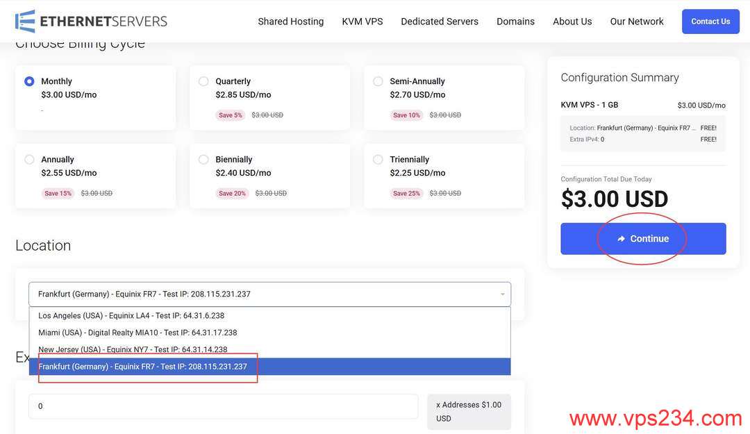 EthernetServers德国VPS购买教程-配置选择