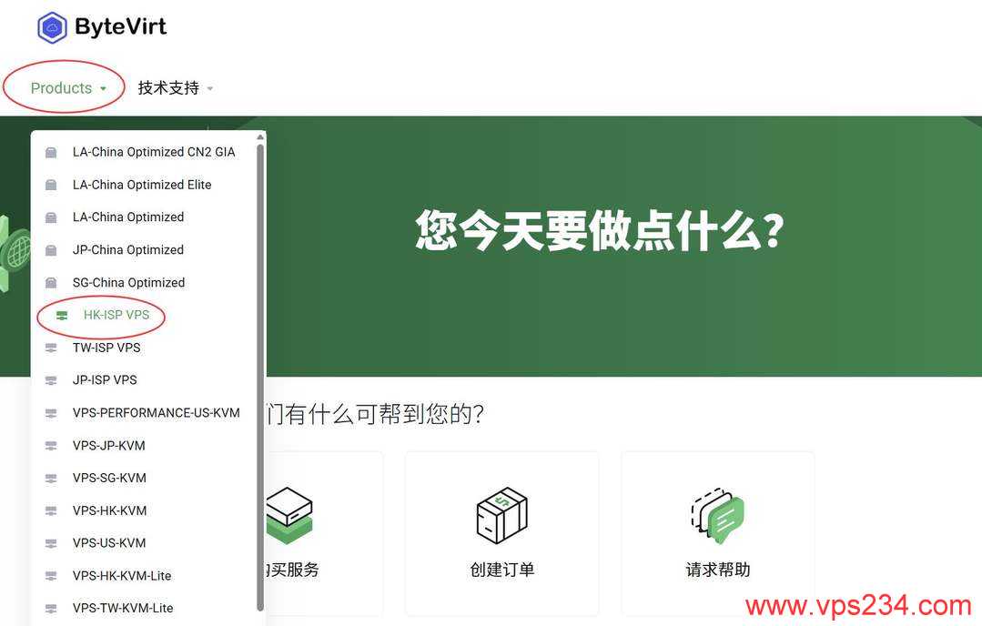 ByteVirt香港家宽VPS购买教程-首页入口
