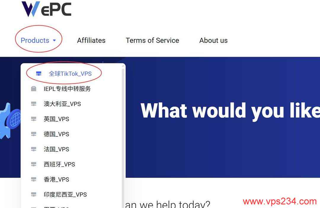 WePC英国VPS购买教程-首页入口