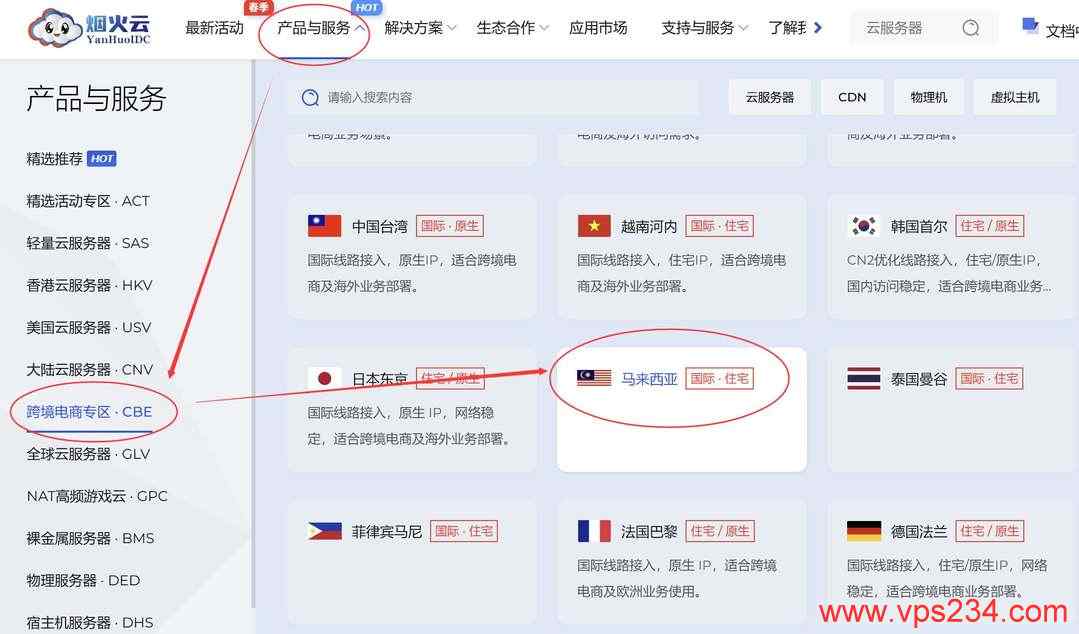 烟火云马来西亚家宽VPS购买教程-节点选择