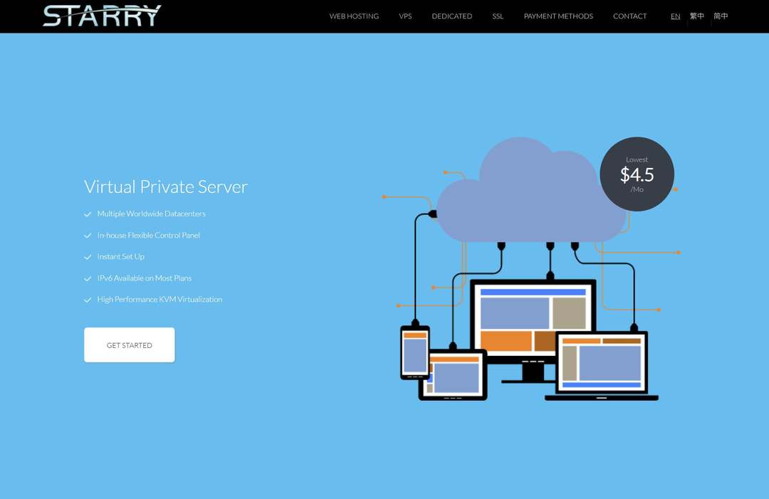 StarryDNS：荷兰VPS-1Gbps带宽-联通和移动网络稳定