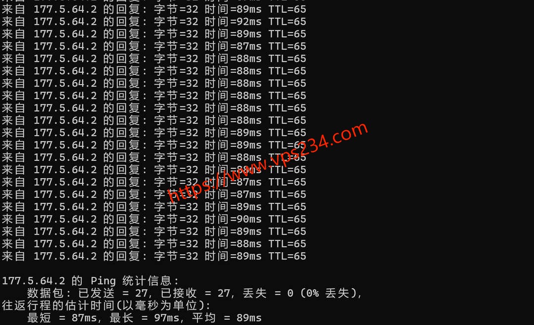 华纳云新加坡服务器网络测试-本地Ping平均延迟
