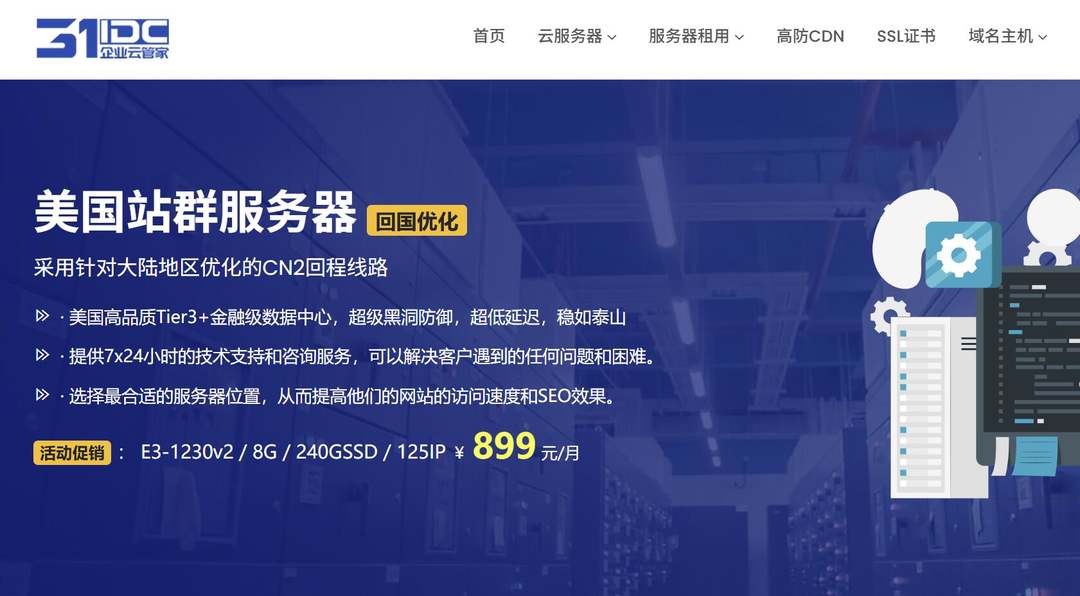 美国站群服务器推荐-31IDC