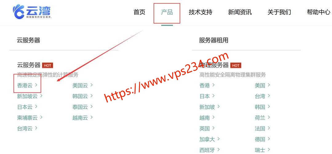 云湾香港云服务器购买教程-官网入口