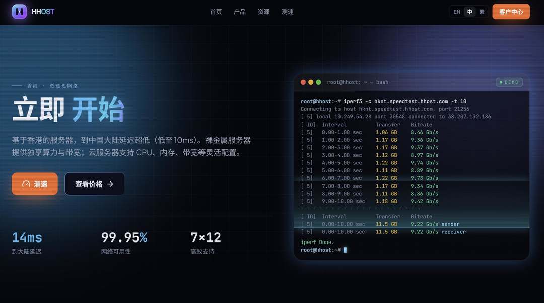 HHOST:香港VPS推荐-CN2优化线路-带宽大-速度快