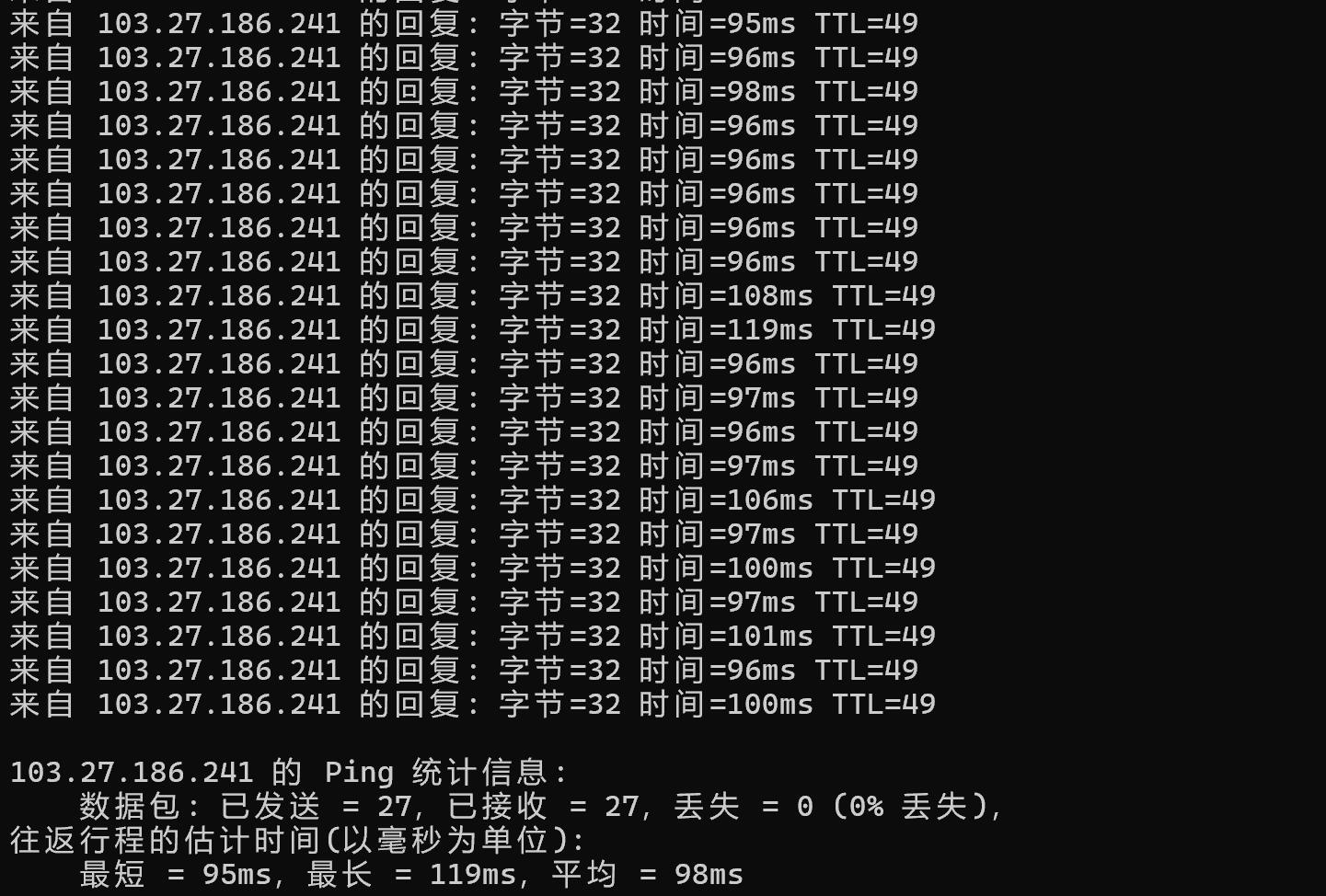 HHOST日本VPS网络测试-本地Ping平均延迟