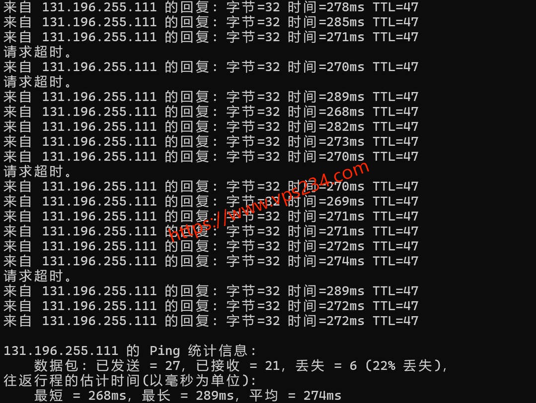 浩捷云墨西哥VPS网络测试-本地Ping平均延迟