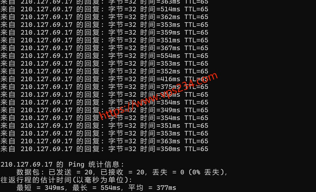 六六云韩国家宽VPS网络测试-本地Ping平均延迟