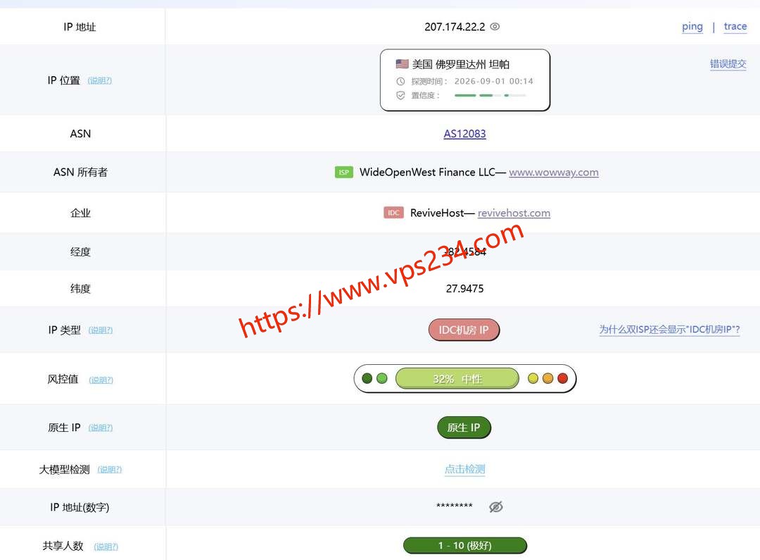 LayerOne美国VPS网络测试-IP属性测试