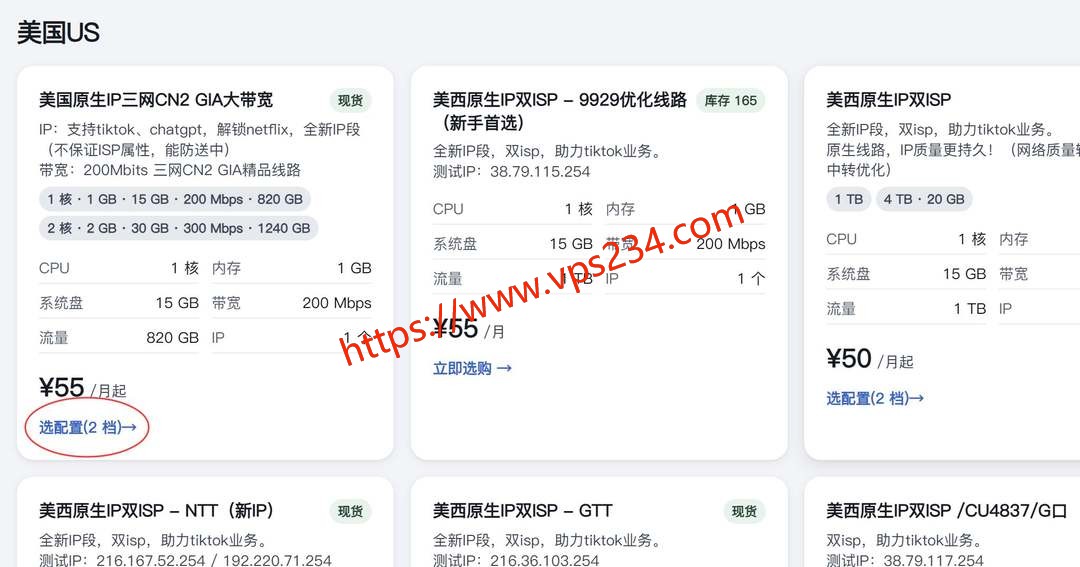 六六云美国VPS购买教程-三网CN2 GIA类型选择